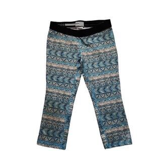 Soffe Girls Size XL Blue White Patterned Low Rise Athletic Leggings